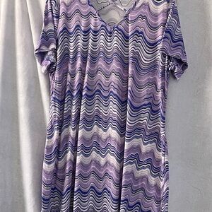 Just Me Purple and Blue Wave Pattern Dress